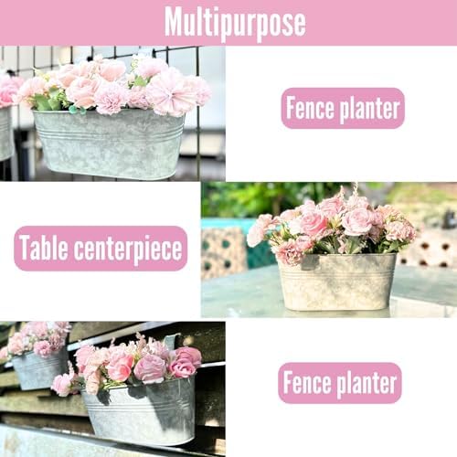 LaLaGreen Rail Planter (11.2 in, 6 Pack) Silver Metal Balcony Railing Pot - Image 7
