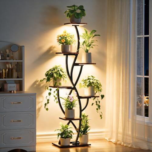 Plant Stand Indoor with Grow Lights - 7 Tiered Tall Lighted Plant Shelf - Image 5