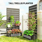 Outsunny Raised Garden Bed with Trellis, 35.6" x 15" x 70.9", Black - Image 5