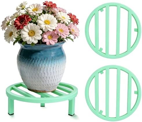 3 Pack 12 Inch Metal Plant Stands Outdoor Indoor Riser,Mint Green by bozopion