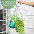 4 Pcs 6.5'' 4.5'' Hanging Self Watering Pot for Indoor Plant, Green - Image 3