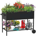 JWPEHOE 34＂Raised Garden Bed with Leg,Mobile Planter Box with Storage Shelf by Unknown