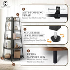CAPHAUS 4-Tier Corner Shelf Stand, Tall Display Shelves, Ladder Corner Wood Storage Plant Bookshelf with Metal Frame, Versatile Shelving Unit Bookcase for Home Office Space, Black - Image 5