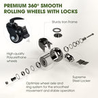 Idzo Round Heavy Duty Plant Caddy with Wheels, Cast Iron Plant Dolly, Plant Stand with Wheels, Load Capacity 180 Lbs, Repositioning Heavy Pots, Hauling Heavy Household Items, 14 Inch - Black - Image 4