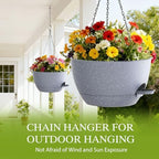 12 Inch Hanging Baskets 2 PC with Chains, Self-Watering Hanging Planters for Indoor Outdoor Plants, Plastic Hanging Flower Pots,Speckled Grey - Image 5