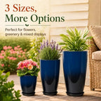 Neoaider Set of 3 Tall Planter, 24/21/12in Large Plastic Planter, Dark Blue - Image 4