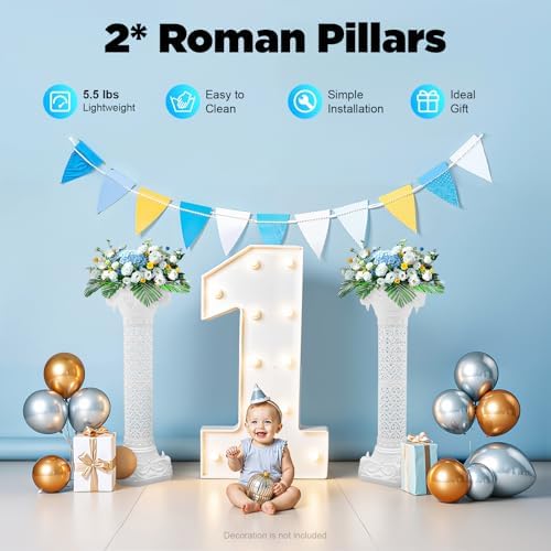 2Pcs Wedding Roman Column Elegant Roman Pillars Stand, Flower Pot Columns Stand Pedestal Tall Wedding Centerpiece Stand for Wedding Party Celebration Decor - Image 6