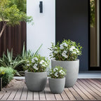 Kante Set of 3 Pale Gray Concrete Bowl Planters 18" 14" 10" Dia - Image 6