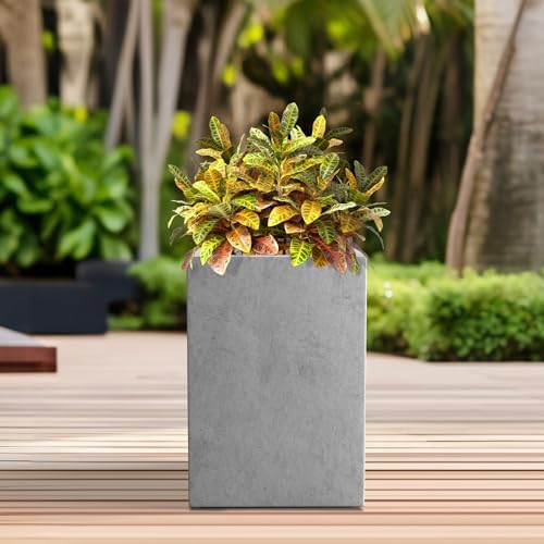 Kante Modern Home Minimalist 16" Tall Pale Gray Concrete Tall Planter - Image 4