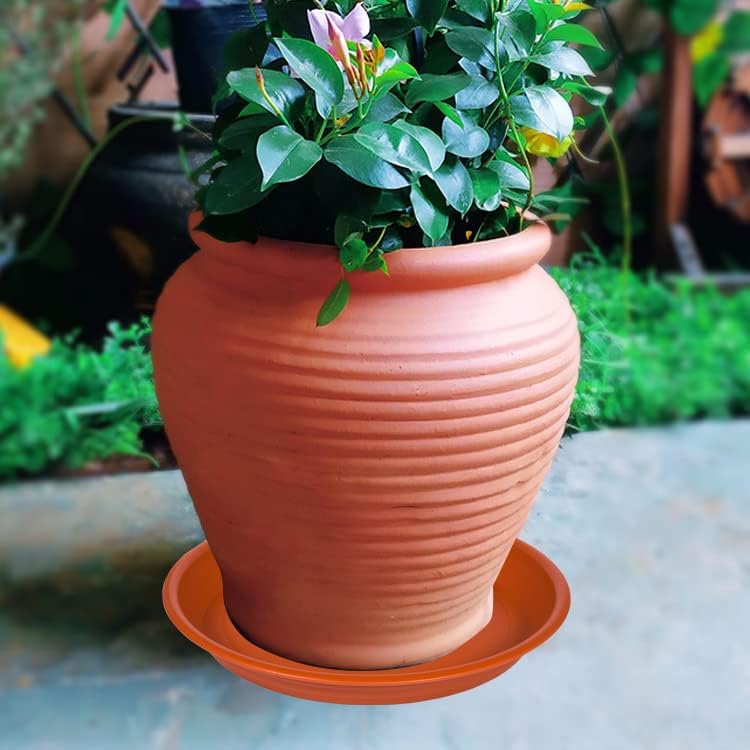 Plant Saucer Pot Tray 14 inch, 4 Packs Plastic Flower Planter Saucers and Drip Trays for Indoors Outdoors, Heavy Durable Plant Plate Water Catcher (Terracotta) - Image 4