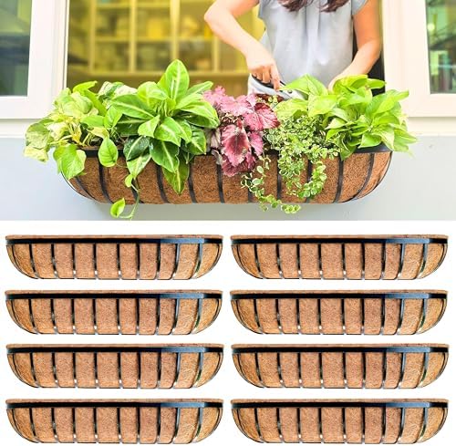 LaLaGreen Large Wall Planter (36 in, 8 Pack) Black Coco Liner Window Box by L%C3%A1L%C3%A1Green