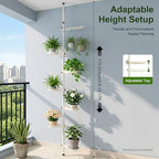 7-Layer Tension Pole Plant Stand Indoor Decorative Display Rack Stands for Flower Pots Floor to Ceiling Adjustable Hanging Corner Shelf - Image 6