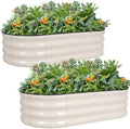 G GOOD GAIN 2Pcs Raised Garden Beds Galvanized, Planter Boxes Kit, White by GGOODGAIN