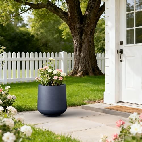 Kante Large Round Curved Charcoal Concrete Planter 16.5" Dia, Outdoor - Image 5