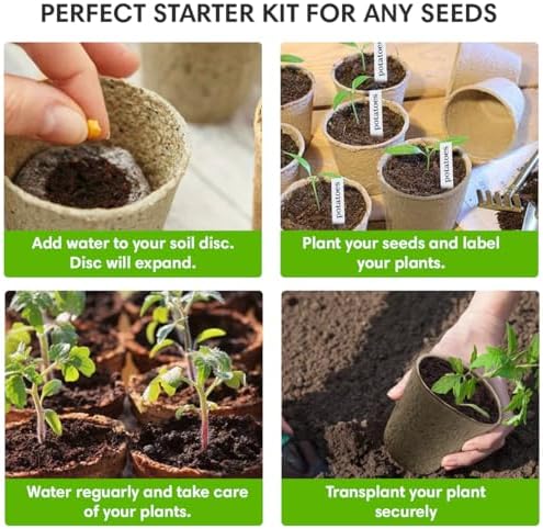 Seed Starter Kit - 10 Peat Pots, Coco Coir Discs & Markers - Image 5