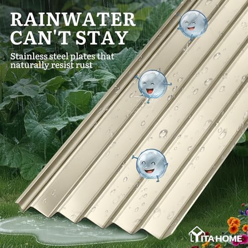 YITAHOME 8x4x3ft Large Raised Garden Bed Kit, Galvanized Metal Planter Box with Gloves, Support Rod & Safety Rubber, Outdoor Above Ground Planters for Plants Vegetables Flowers, Cream Yellow - Image 5