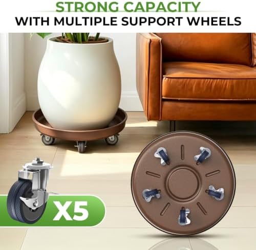 Plant Caddy With Wheels 16" Metal Plant Saucers for Indoors 420 Lb Capacity - Image 6