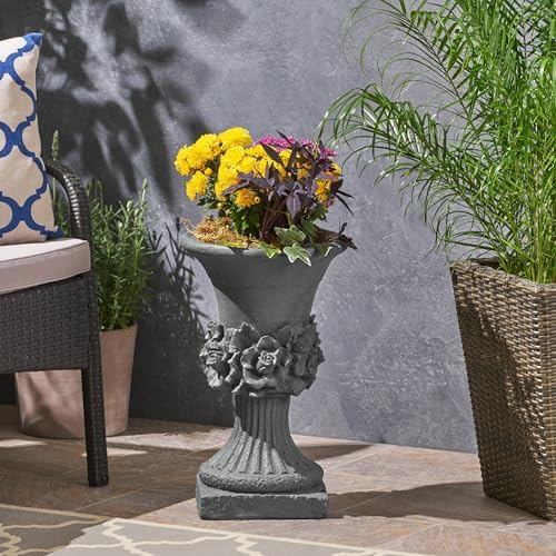 Classic Urn Planter, 20 Inch Tall Flower Pots, Pedestal Flower Vases Plant Pot, Modern Large Flower Pots Outdoor Plant Pot for Flowers, Classic Decorative Planter for Indoor and Outdoor Plants - Image 2