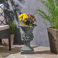 Merax 19.5 Inches Tall MGO Garden Urn Planter, Lightweight Concrete Urn for Flowers, Herbs & Succulents, Indoor & Outdoor Decorative Pot, Antique Gray by Merax