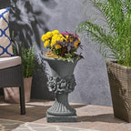 Merax 19.5 Inches Tall MGO Garden Urn Planter, Lightweight Concrete Urn for Flowers, Herbs & Succulents, Indoor & Outdoor Decorative Pot, Antique Gray by Merax