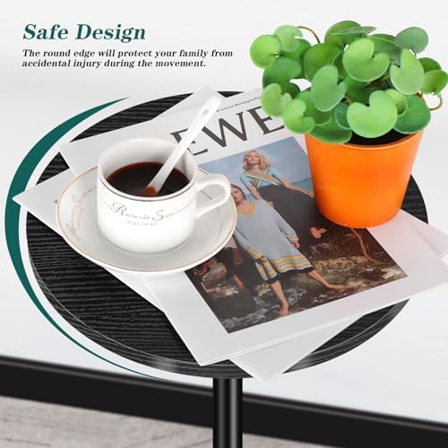 Round Side Table Small End Table Set of 2 Black Round Coffee Table Modern Nightstand Kids Bedside Table Outdoor Accent Table for Small Spaces Living Room Bedroom Patio - Image 4