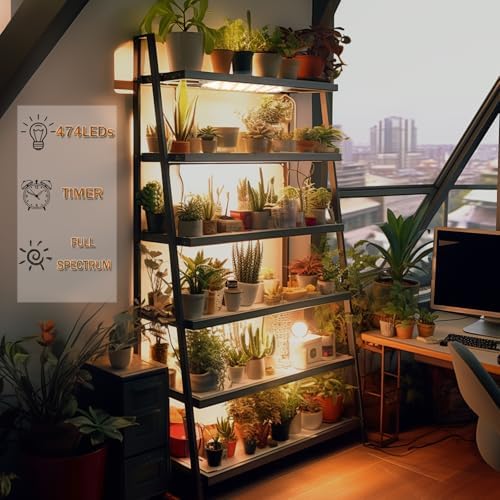 Grow Light,Ultra-Thin Panel Grow Lights for Indoor Plants,474LEDs Full Spectrum Grow Lights for Under Cabinet Plant, Grow Lamp with 3/9/12H Timer,10 Dimmable Levels for Plants Growing (6pcs) - Image 3