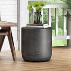 ø15.5'' Concrete Side Table Black End Table for Outdoor & Living Room, Modern Retro Drum Style, Durable and Lightweight, Cement Material, No Assembly, Matte Black - Image 3