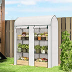 Mini Greenhouse, White 3-Tier Portable Greenhouse and Small Plant House with 2 Roll-Up Doors, 56.3 x 18.1 x 65 in Greenhouse Cabinet for Patio Balcony Garden - Image 3