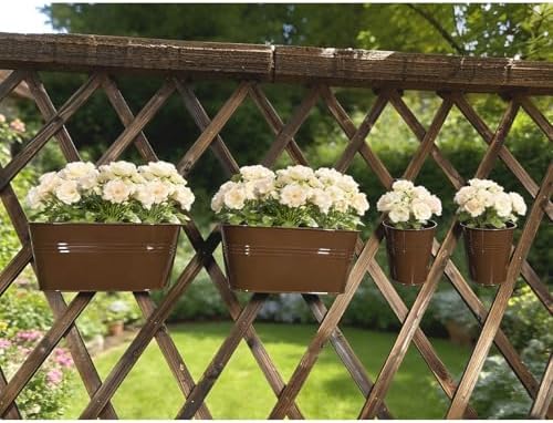 12 Pack Mixed Size Fence Hanging Planter for Patio Garden Décor, Chocolate - Image 2