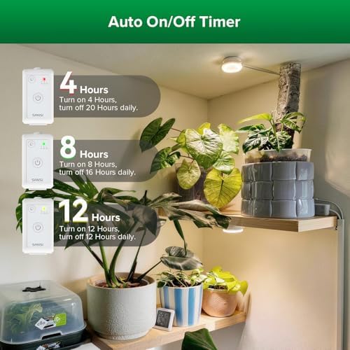 SANSI Puck Grow Lights for Indoor Plants,10W 2-Head Plant Lights with Timer - Image 2