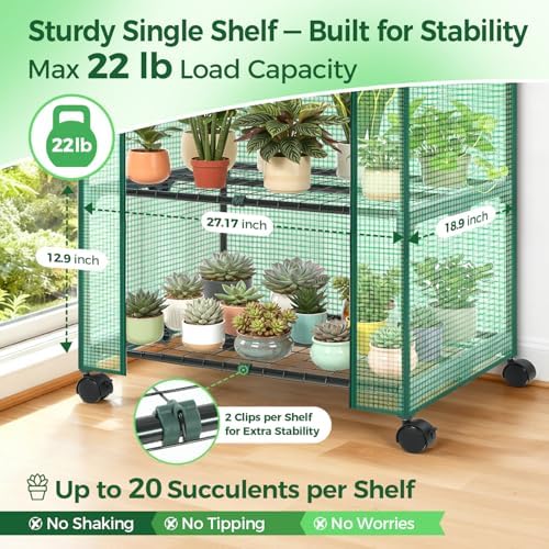 Ohuhu Small Greenhouse for Indoor Outdoor with Wheel, Portable Plastic Plant Green House 4-Tier Rack Stand Portable Greenhouses with Durable PE Cover for Seedling - Image 5