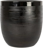Creative Co-Op Embossed Textured Stoneware Planter, Matte Black - Image 4