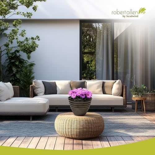 Headwind Avondale Collection Ironstone Decorative Planter - 10 Inch Pebblewood Grey Finish, Lightweight, Durable, Rust-Resistant, Weatherproof, Indoor & Outdoor Use by Robert Allen - Image 3