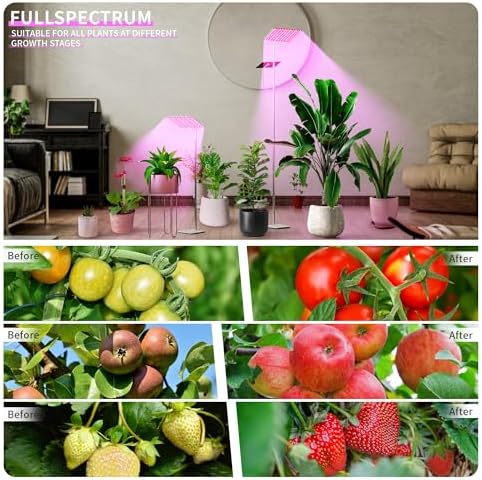 BESTVA 18W Grow Lights for Indoor Plants with Stand, Full Spectrum LED Plant Light for Indoor Plants,12-59 Inches Height Adjustable Growing Lamp with Auto On/Off Timer 4H/8H/12H, 4 Dimmable Brightnes - Image 6