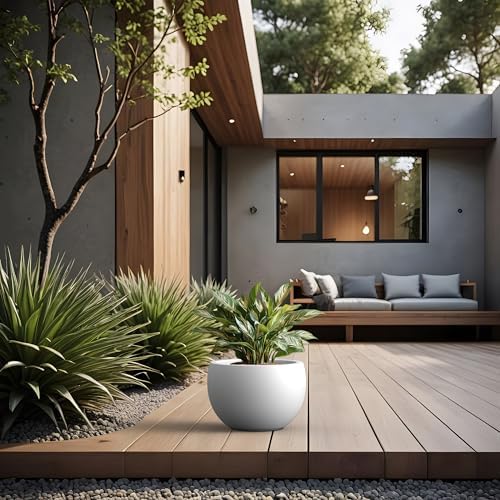 Kante White Concrete Planter 11.8" Dia All-Weather Round Small Pot - Image 3