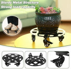 2 Packs 12 inches Large Metal Plant Caddy with Wheels Heavy-Duty Round Plant Stands with Casters Indoor Outdoor Flower Pot Mover Roller Base Garden Dolly Coasters Black, Strong Load Capacity - Image 4