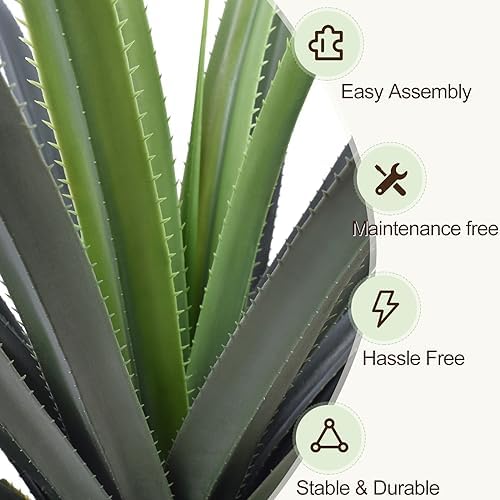 4ft Artificial Spiked Agave Plant, 48inch Faux Agave Plants Indoor Realistic Floor Plant Perfect for Front Porch, Patio, Indoor Outdoor Home, Office Decor (Set of 2) - Image 4