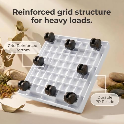 18.1 Inch Square Rolling Plant Caddy Saucer with Wheels, Heavy Duty Wheeled Planter Stand for Potted Plant, Coaster Roller Base Tray with Casters, Flower Pot Dolly Holder for Indoor Outdoor - Image 5