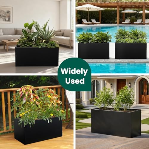 Black Planter Box 36" L x 12" W x 16" H, Rectangular Metal Planter - Image 6