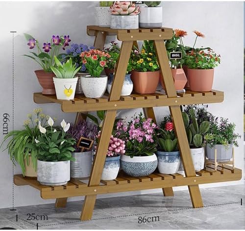 Plant Stand Bamboo for Indoor Outdoor 3 Tier Plant Shelf Flower Pot Holder Ladder Rack for Windowsill Garden Balcony Living Room Patio,Natural - Image 2