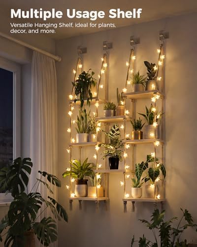 Bamworld Hanging Shelves 8Tiers with Light Plant Hanger Indoor Window - Image 4