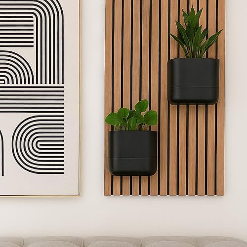 Phoenix Vine 6.5 Inch Wall Mounted Self-Watering Planter Pot for Indoor Houseplants and Herbs | Hanging Planter for Window Sills, Bathroom Walls, Home & Office Décor, Black, Set of 2, 01-C-E-2 - Image 6