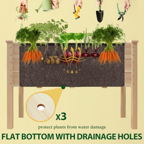 MUPATER 4x2FT Cedar Raised Garden Bed, 14in Deep Elevated Planter Box - Image 4