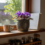 HERDUK 6.5” Ceramic Self Watering African Violet Planter with Embossed Floral Design – Durable Indoor Plant Pot for Orchids, Succulents, and Houseplants - Image 5