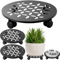 3 Packs 13.5" Large Metal Plant Caddy with Wheels Heavy-duty Plant Dolly Pot Mover Rollers Rolling Plant Stands Indoor Outdoor Wheeled Plant Holder Coaster Trolley, Black by DEELF+OUTLET