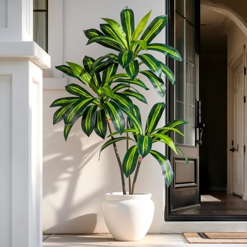Tall Fake Tree Artificial Trees Plant with White Planter Pot Indoor Outdoor Potted Silk Plants Large Faux Trees loor Floor for Home Living Room Office Outside Patio para decoracion Housewarming Gift by Kgabbke