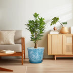 12 Inch Pots for Plants, Ceramic Planter with Drainage Hole, Blue - Image 7
