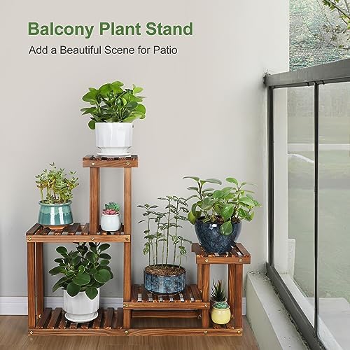Pine Wood Plant Stand Indoor Outdoor Multi Layer Flower Shelf Rack - Image 5