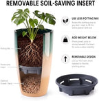 Sun-E Tall Planters for Outdoor Indoor Plants, 21-Inch Large Planter with Removable Insert Shelf, High Glossy Glazed Ceramic-Look Tri-Tone Gradient Tall Flower Pots for Entryway Corner Luxury Decor - Image 3