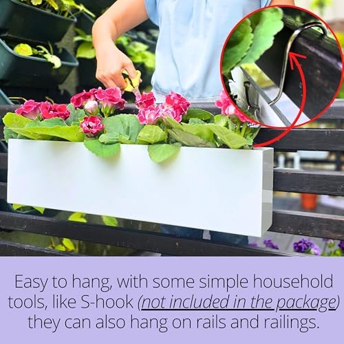 LaLaGreen Outdoor Wall Planters (24in, 2 Pack) Window Flower Box for Plants - Image 4